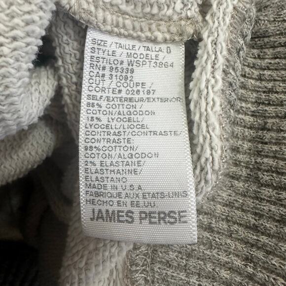 James Perse Women's Gray French Terry Sweatshirt sz 0=XS Flawed - Picture 8 of 9